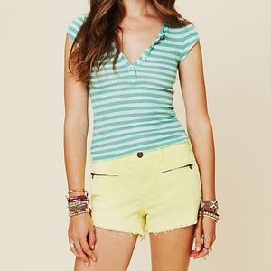 We the Free Green Sailor Stripe Green T Shirt M